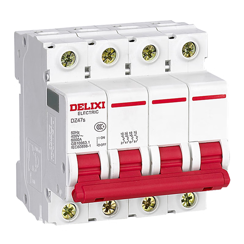 Delixi DZ47s 4P D 50A 6KA 400VAC Miniature Circuit Breaker
