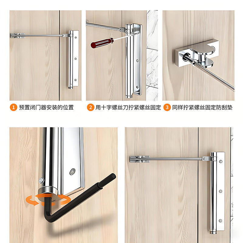 Chuke door closer, automatic door closing rebound door closer, anti-collision device, household wooden door sliding door soft-closer.