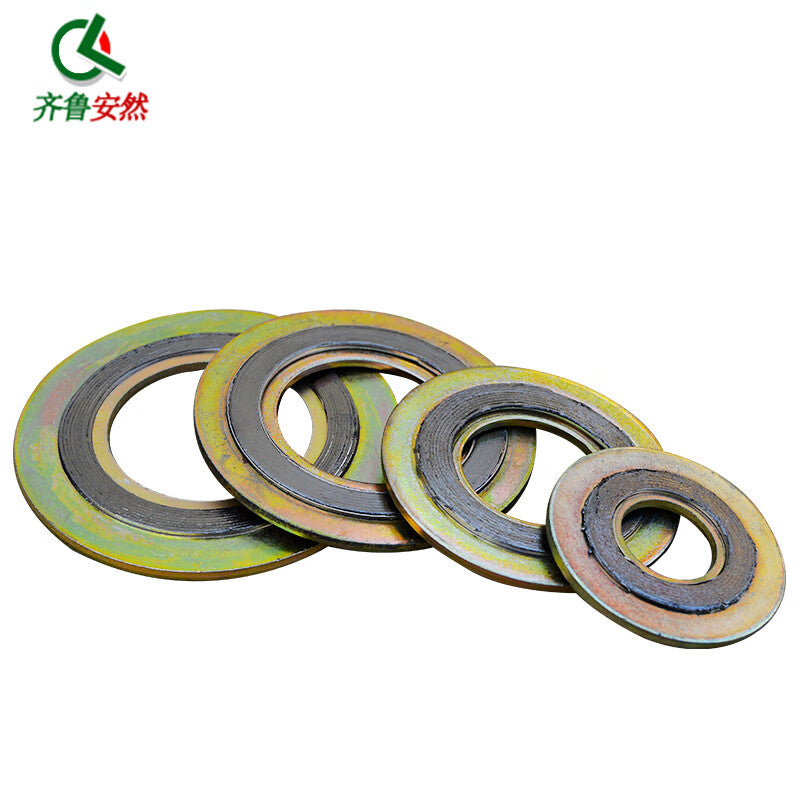 Qilu Anran Carbon Steel Inner and Outer Ring Metal Spiral Wound Gasket Graphite Flange Gasket High Temperature and High Pressure Flange Sealing Gasket [Carbon Steel Graphite Composite Gasket] DN50-10 5-Piece Pack