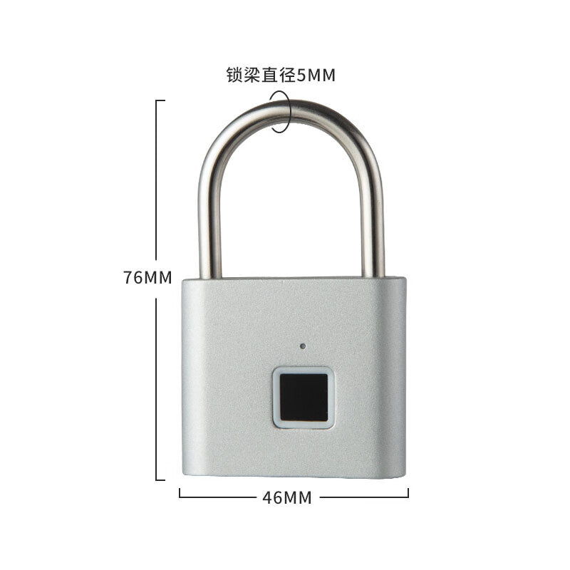 Thousand-speed wheel fingerprint smart padlock, fingerprint padlock, smart electronic padlock, silver, second generation, security upgrade, supports 20 fingerprints.