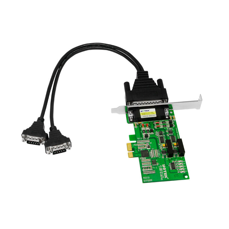 UOTEK PCI-E to 2-port RS485/422 serial port card optical isolation serial port expansion card with serial port cable 9-pin com port; UT-792I