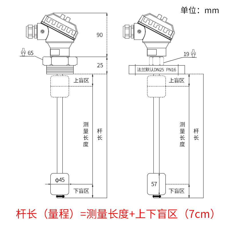 USAMR float level transmitter, insertion magnetic float sensor, 4-20mA reed switch water level display sensor.