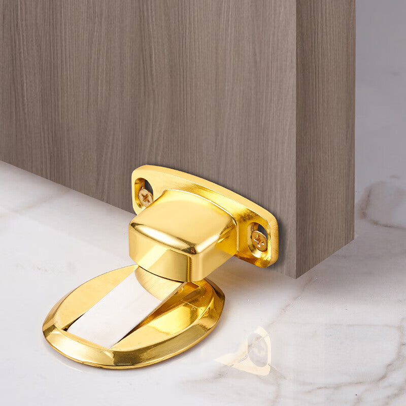 High-speed wheel, no-drill, anti-collision door catcher, invisible strong magnetic floor catcher, zinc alloy, gunmetal gray (with adhesive/screws).
