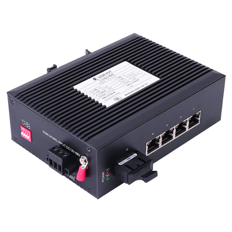 LonHand Industrial Ethernet Switch DIN Rail Type 100M 4 Electrical Ports 1 Optical Port Plug and Play USR-SDR041