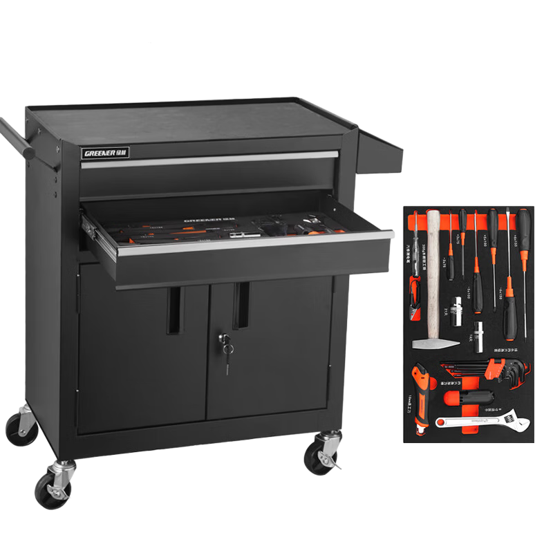 Greener Tool Cart Tool Cabinet Auto Repair Workshop Mobile Maintenance Metal Box Drawer Multi-Function Tattoo Workbench Greener