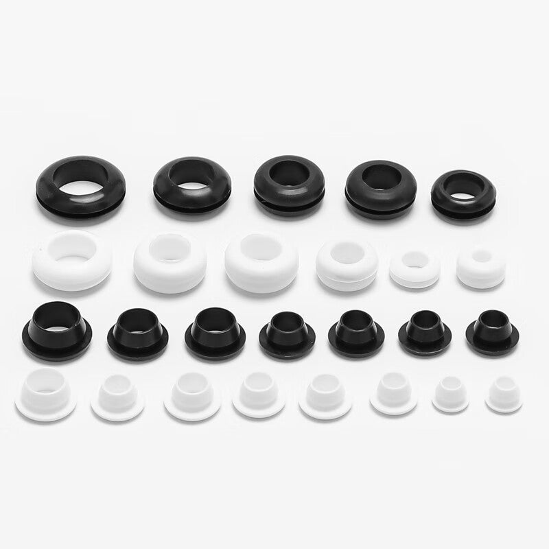 RenDian High Temperature Resistant Silicone Cable Protector, Double-Sided Wire Protector, Black Rubber Quick-Installation Cable Ring, Cable Sleeve, Coil, Inner Diameter 10mm * Slot 2mm (50 pieces), White