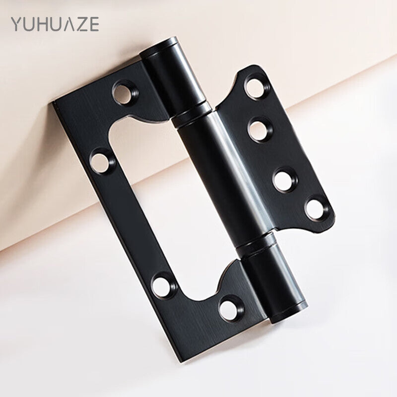 Yuhuaze Mate-and-Child Hinges for Wooden Doors and Rooms, Stainless Steel Letter Hinges, No Grooving Required (1 Piece), Black, Screws Included