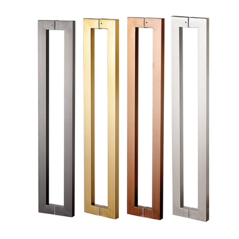 Deqi Stainless Steel Glass Door Handles, Thickened Square Tube Door Handles, Hotel and Shop Door Handles, Large Sliding Door and Wooden Door Handles, Black Titanium Gold, Length 800mm/Hole Spacing 762mm