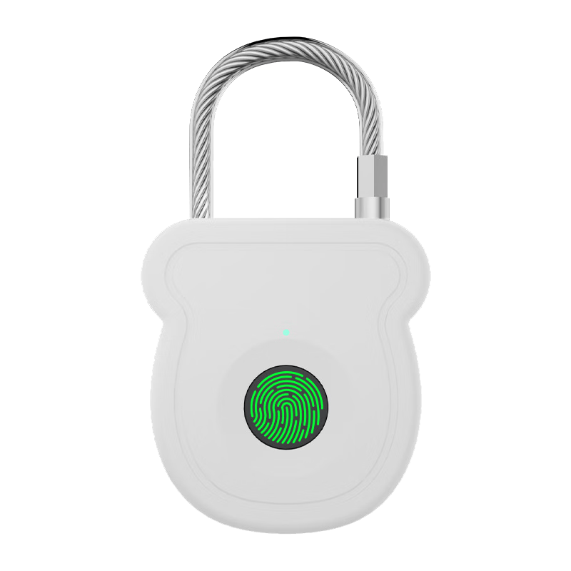 Duo fingerprint padlock for suitcases, laptop bags, anti-theft smart locks, office cabinets, drawers, small padlocks, white.
