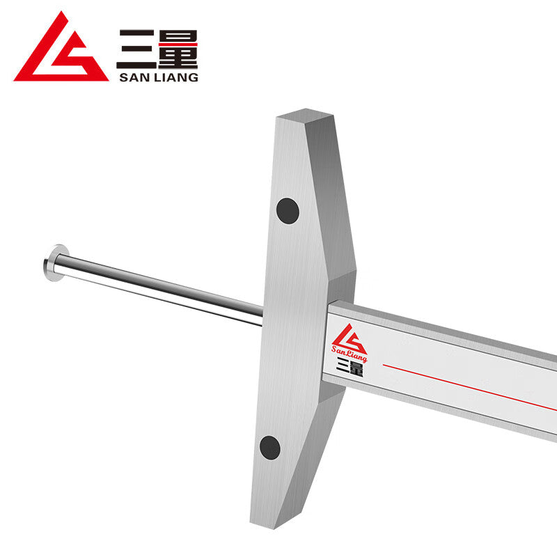 Three-dimensional digital depth gauge with a fine rod and a small hole for digital display of inner groove depth gauge and digital display of deep groove depth gauge. JDE13 measuring range 0-150mm, interchangeable head.