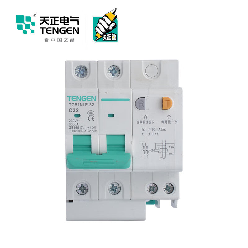 Tianzheng Electric Air Switch TGB1NLE-32 2P C 32A 30mA 335021600507 Miniature Leakage Protection Circuit Breaker