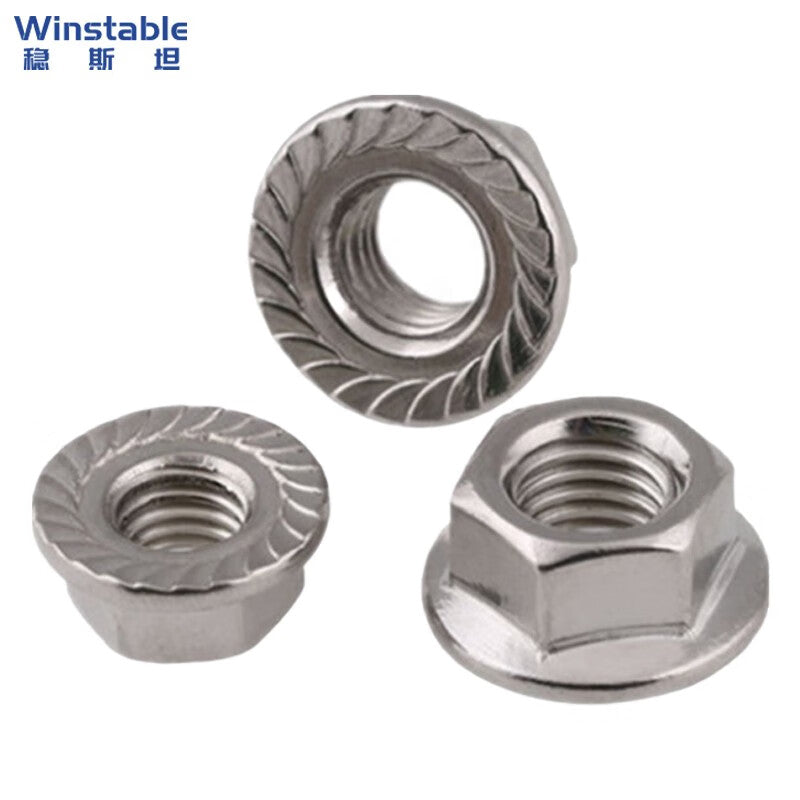 Winstein WSX209 (100 pieces) Flange Nuts 304 Stainless Steel Hexagonal Locking Nuts with Washers and Anti-slip Caps M6