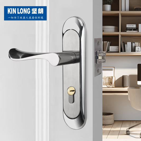 Kinlong (KIN LONG) door locks, single latch, stainless steel door handles, universal locks for home and indoor wooden doors, hardware reinforcement.