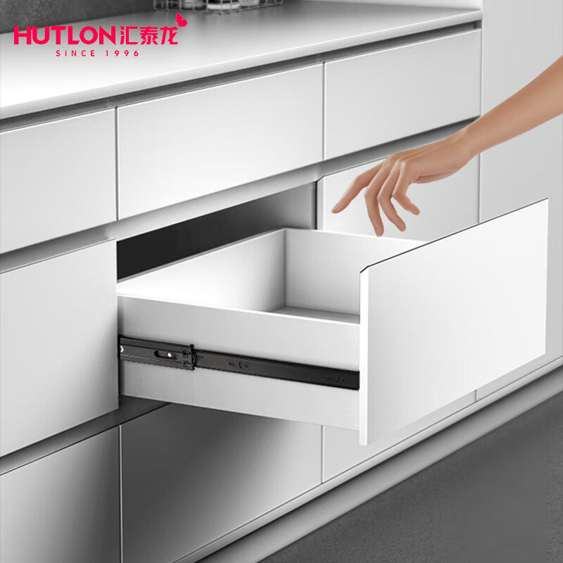 Huitailong Drawer Slides, Three-Section Wardrobe Slides, Heavy Duty Slides, DZ-328H Damping Slides, 14 inch (35cm), 1 Set