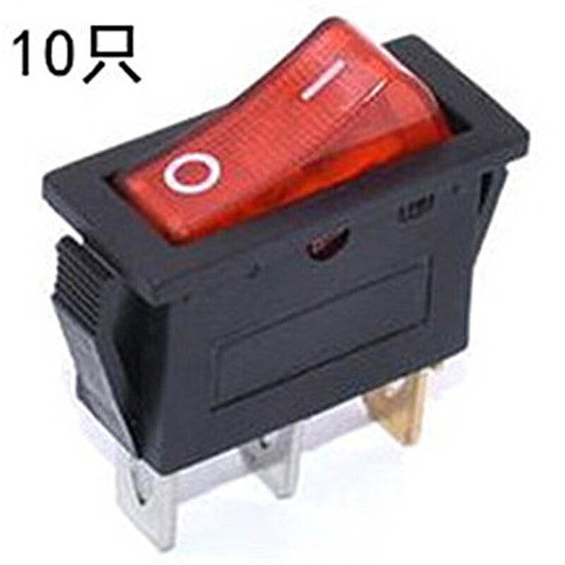Baidate KCD3 rocker switch for electric frying pans, 16A power button with indicator light, 3-pin, two-position, black background with red light (10 pieces)