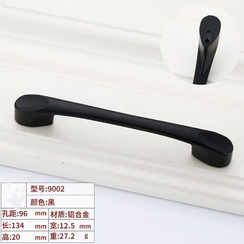 Shanhe Industrial Products - American Style Black Solid Handles for Clothing, Wardrobes, Furniture, Drawers, and Cabinets - Hardware Accessories (Black 9002-96 Hole Spacing)