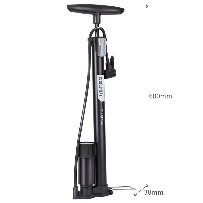 Deli Tools Dual-Pressure Air Pump with Gauge Φ38*600mm; DL-QT002