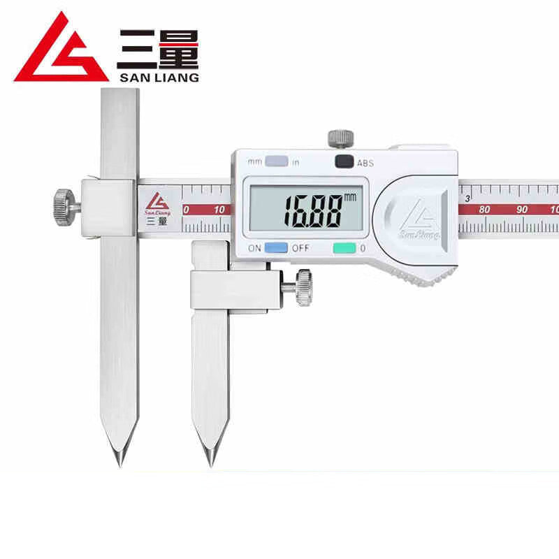 Three-dimensional center distance measuring tape with conical head, 5-150mm stainless steel vernier caliper, center hole distance and edge distance, JD110, center distance 10-200mm (flat head).