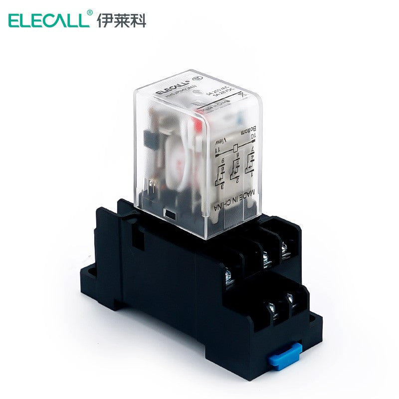 ELECALL HH53P small intermediate relay AC three-open three-closed with light and base electromagnetic relay set 11 feet MY3NJ AC110V