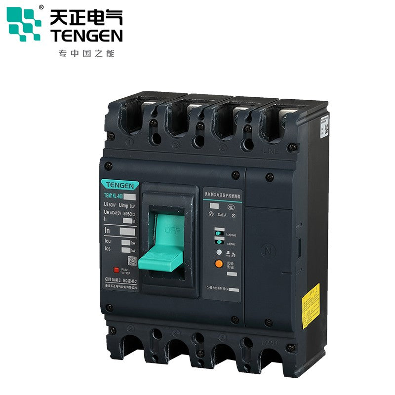Tianzheng 400A Electric Molded Case Circuit Breaker with RCD Protection