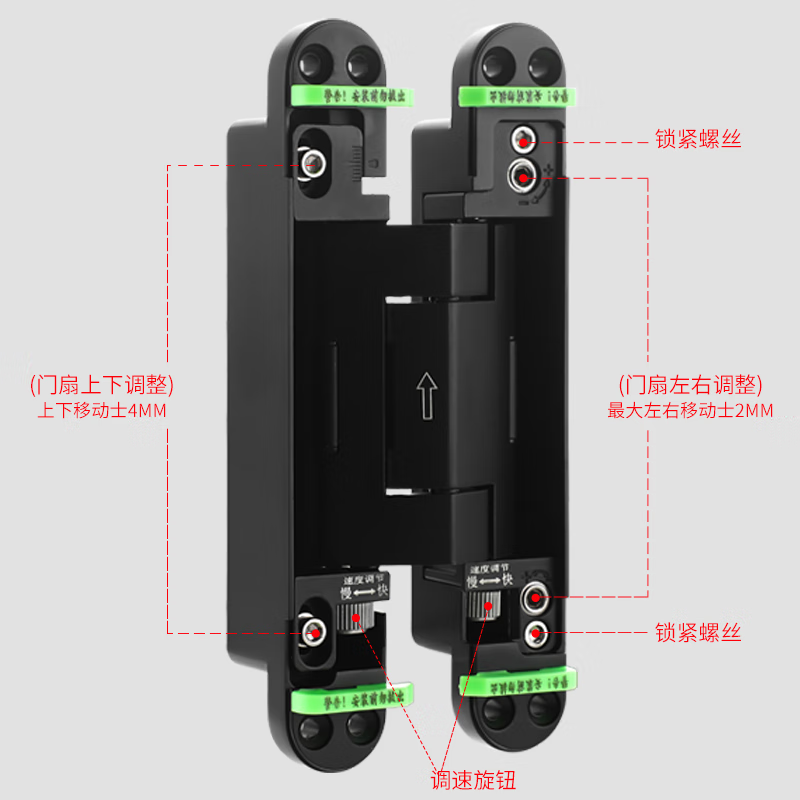 Fully automatic hydraulic soft-close hinge concealed door adjustable folding door without soft-close, black household hardware.