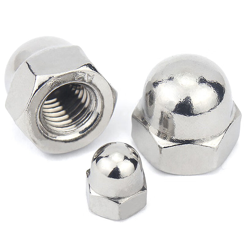 Hesterig JG-702 304 Stainless Steel Cap Nut DIN1587 Decorative Screw Cap Round Head Nut M6 (10 pieces)