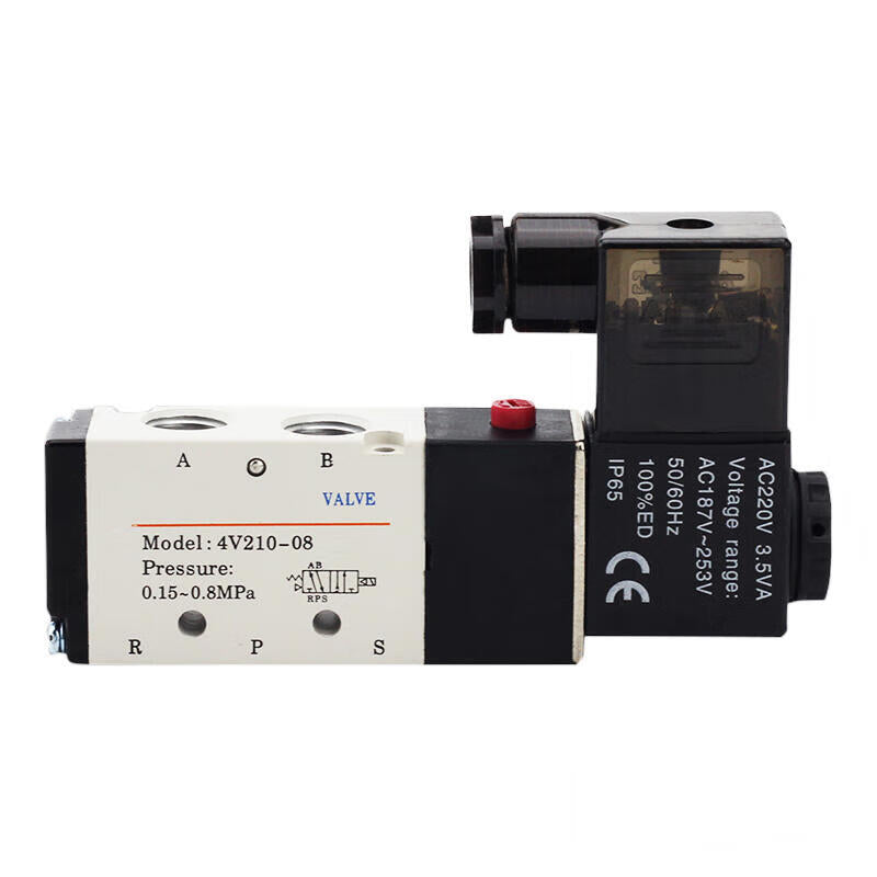 AirTAC internal pilot solenoid valve, 2-position 5-way, single solenoid, DIN socket; 4V21008A