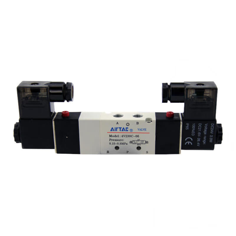 AirTAC internal pilot solenoid valve, 3-position 5-way center-sealed, double solenoid, DIN socket; 4V230C06B