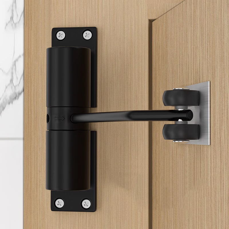 Automatic door closer, for wooden doors and sliding doors, household use, soft-close mechanism, black [20-60kg]