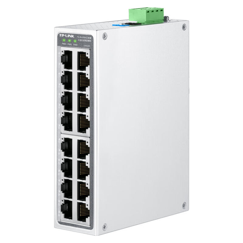 TP-LINK industrial Ethernet switch; TL-SL1216 industrial grade, 16 ports, provides 14 100M adaptive RJ45 ports, 2 100M adaptive RJ45 ports, industrial grade operating temperature: -40℃~75℃