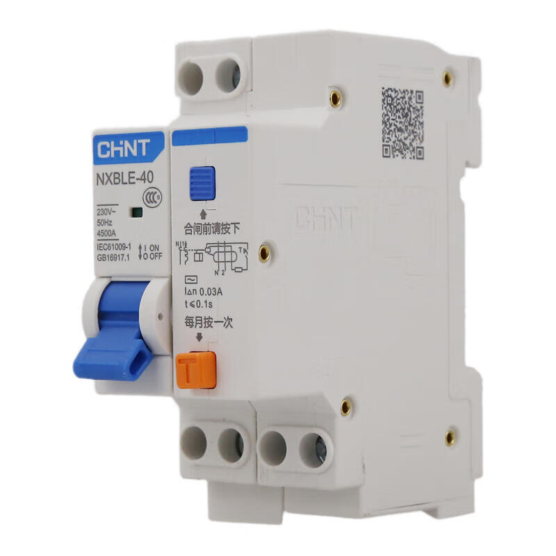 Chint residual current operated circuit breaker; NXBLE-40 1P+N C10 0.03A 4.5kA