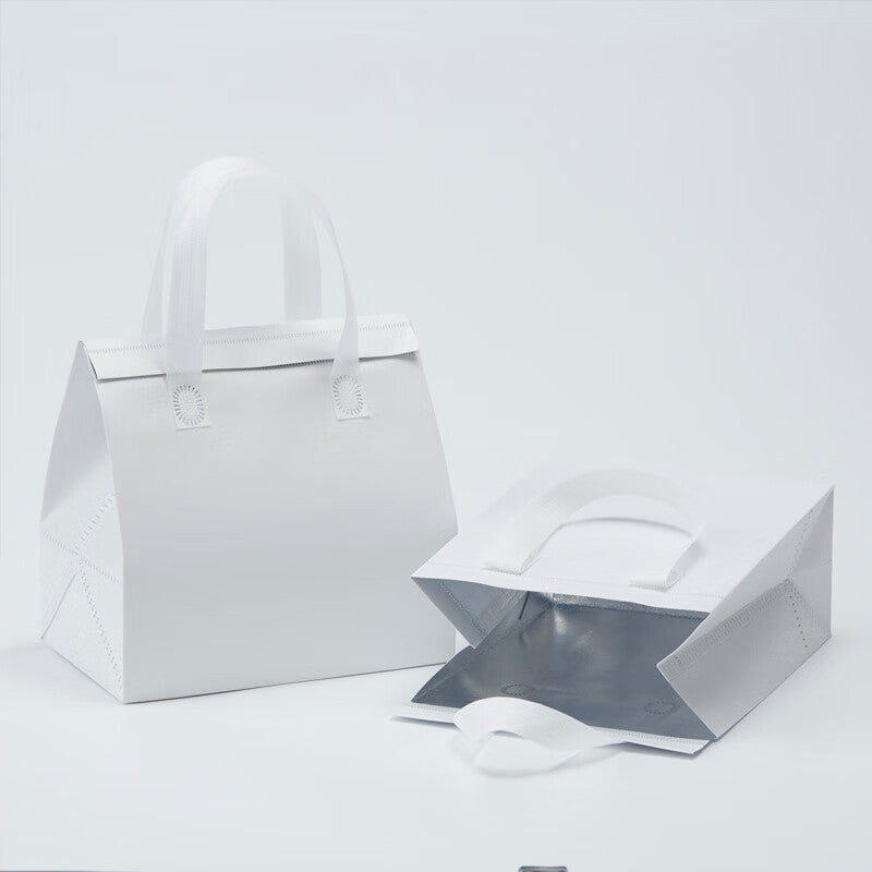 Masford disposable takeaway aluminum foil non-woven insulated bags, 10 bags, white, medium size, 24*24*15cm