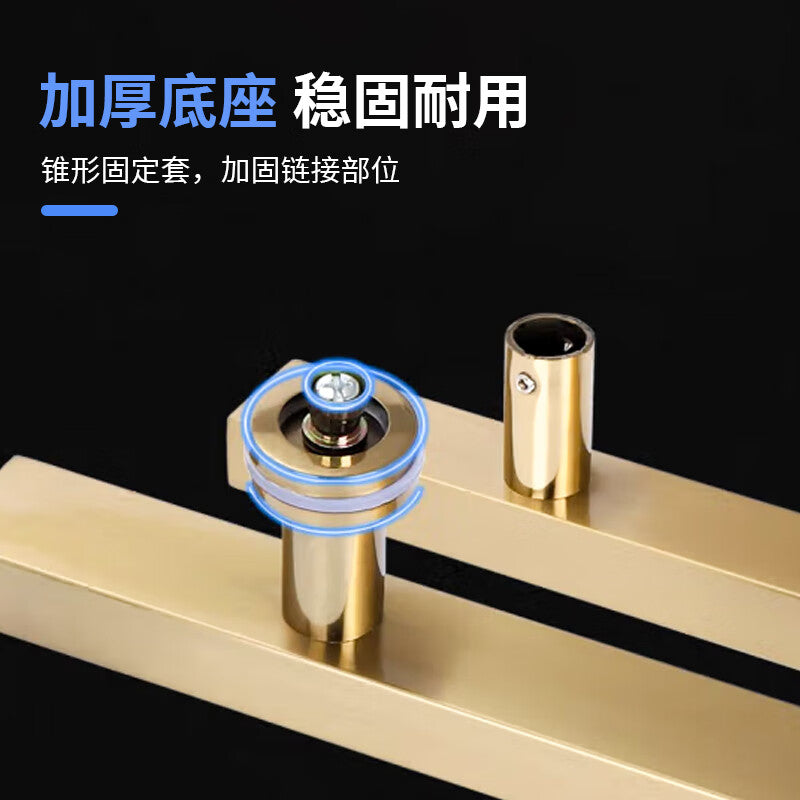 Deqi glass door handle, stainless steel square door handle, brushed black titanium, 1500mm long, 1100mm hole spacing, suitable for multiple scenarios.