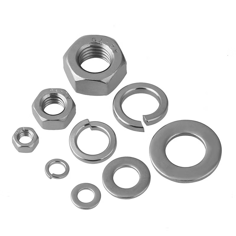 Bairuit 316/304 Stainless Steel Screw, Nut, and Washer Set, Hexagonal Nut, Round Washer, Spring Washer Combination M8 [10 Sets] 316