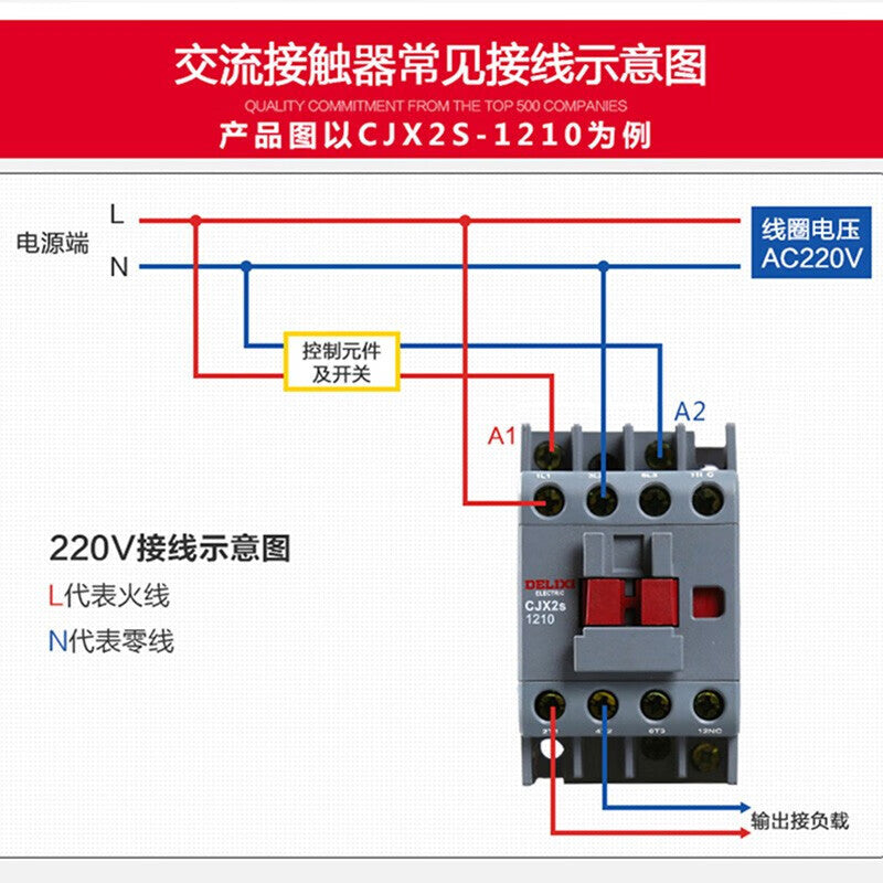Delixi Electrical AC Contactor CJX2s-1201 380V/400V 50Hz RoHS