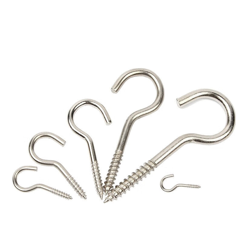 Yonglishang Galvanized Eyelet Self-Tapping Screws, Hooks, Hanging Rings, Iron Hooks, Light Hooks with Loops, Eyelet Screws, Open-End Self-Tapping Screws with Rings, Open Hooks #8 (10 pieces)