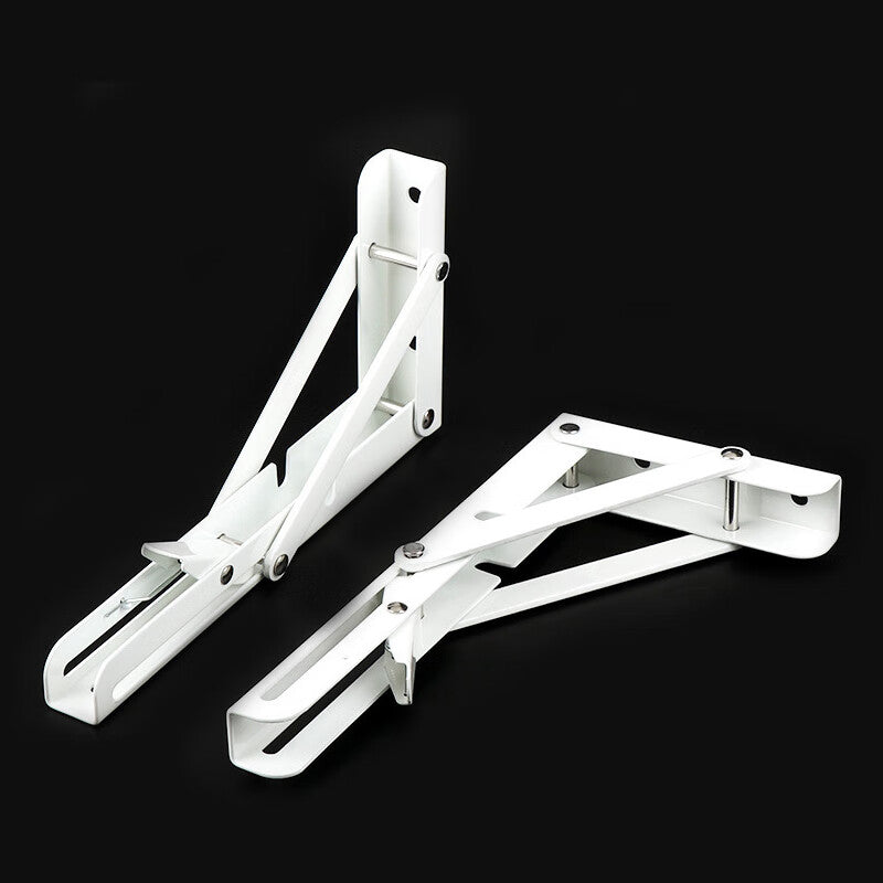 Deqi Stainless Steel Foldable Shelf Bracket, Triangular Storage Bracket, White 12-inch (2 pieces)