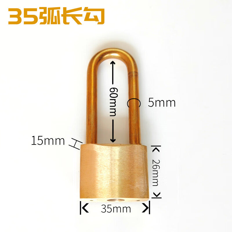 Thickened, waterproof, and rust-proof copper padlock with a high-speed wheel design. Suitable for outdoor use in gas stations, power plants, and coal mines. 35mm longer.