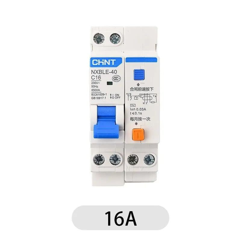 Chint NXBLE-40 1P+N C16 Circuit Breaker 4.5kA 0.03A
