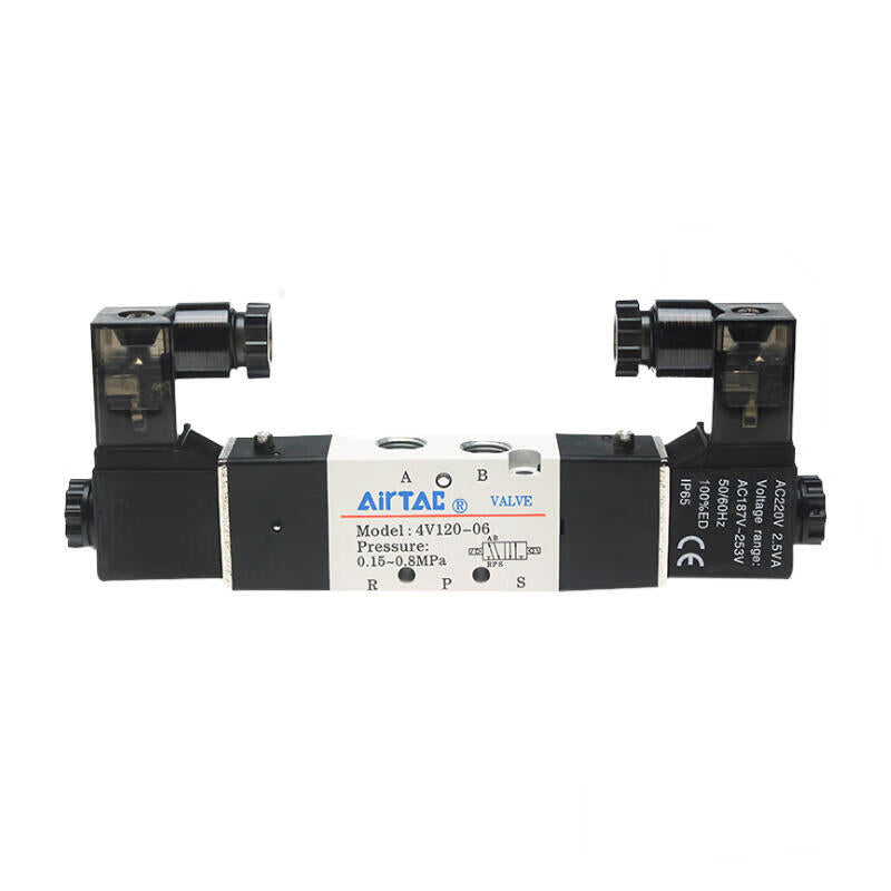 AirTAC internal pilot solenoid valve, 2-position 5-way, double solenoid, DIN socket type; 4V12006A