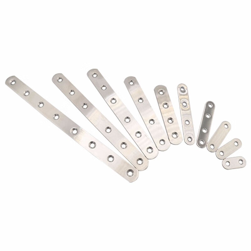 Bingyu Stainless Steel Straight Angle Brackets (10 pieces), Slotted Angle Brackets, Straight Bar Fastening Connectors, Size 7, 4 Holes, 124*20mm (2.4mm Thick), with Screws, BX-13