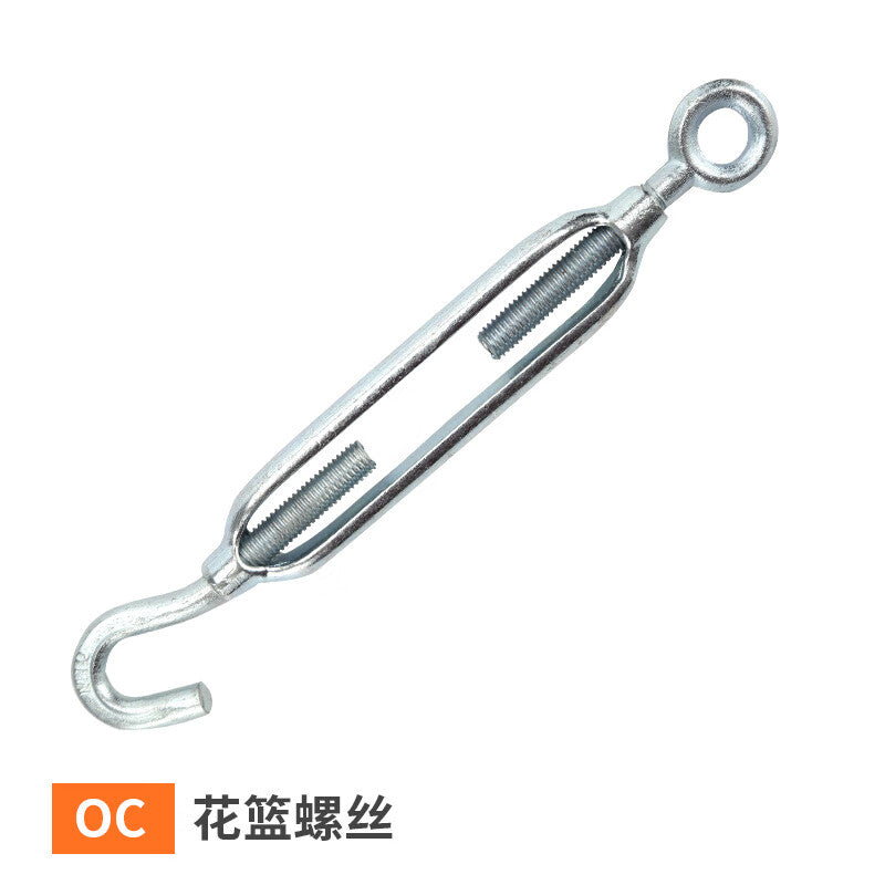 Tanqi galvanized open-body OC type turnbuckle, malleable iron rope tensioner, wire rope puller, lock screw tensioner, No. 12 electroplated (5 pieces)