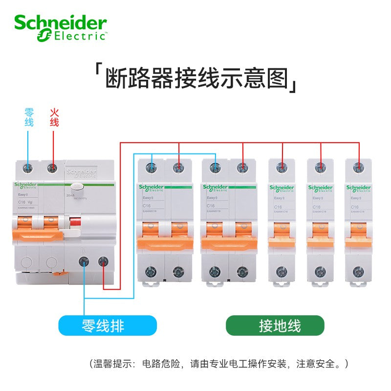 Schneider Electric 2P16A D-type Circuit Breaker EA9AN2D16