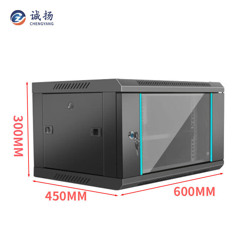 6U Wall-Mounted Network Cabinet with Glass Door - 600x450x300mm