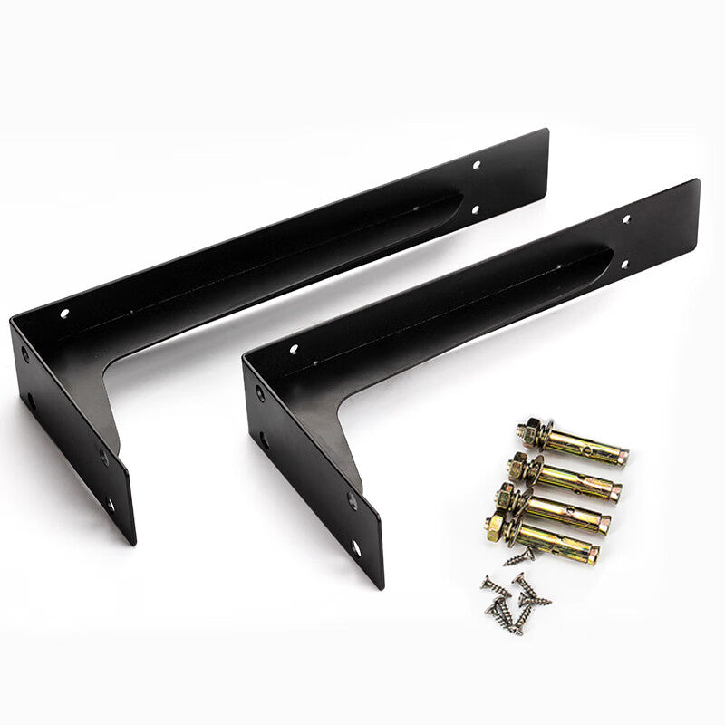 Deqi Thickened Triangular Bracket, Widened Triangular Cold-Rolled Steel Fixed Bracket, Wall Shelf, Shelf Support, Black, 16-inch