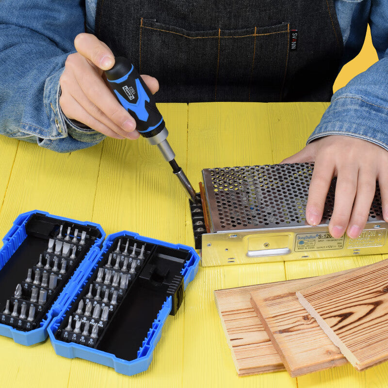 Paola ratchet screwdriver set 51 pieces large and small cross flat head metric and imperial hexagonal plum blossom screwdriver with hole car household appliance disassembly repair tool