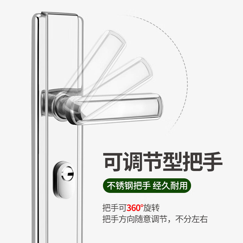 Basic security door lock panel handle, universal security door handle for entrance doors (without lock cylinder and lock body).