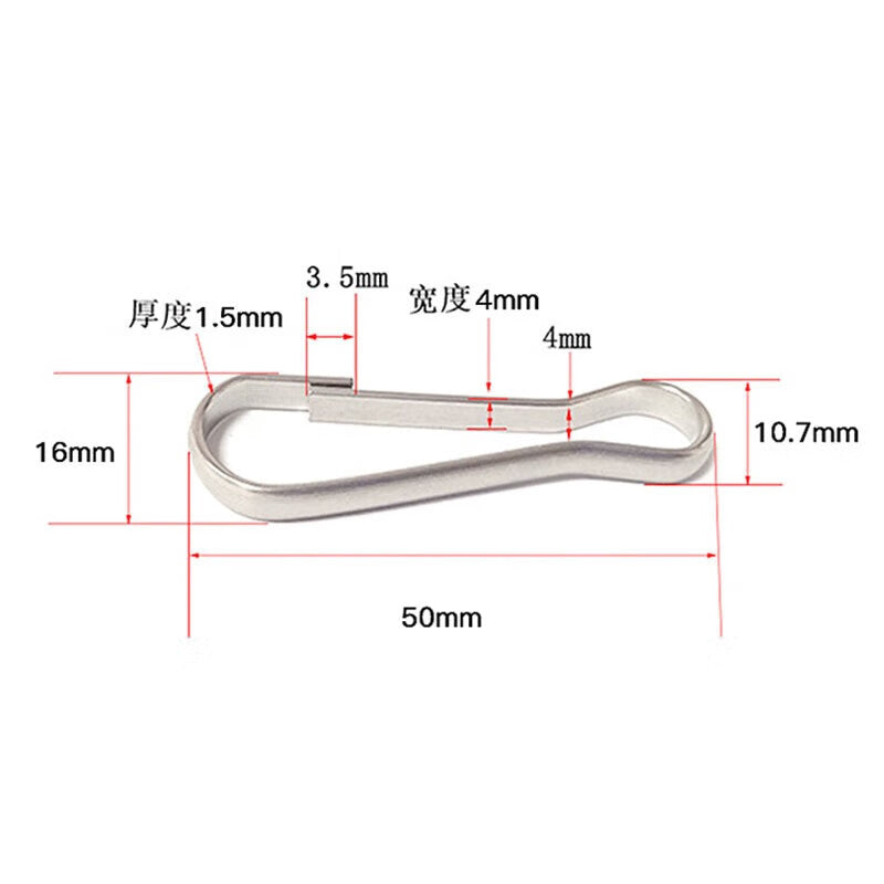 Masford Fishing Gear Buckle, Chain Clip, Spring Clip, Keychain, Fishing Gear Buckle, 304 Stainless Steel, 50mm Long [50 Pieces]