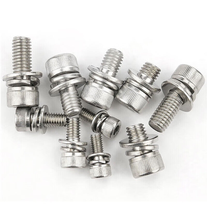 Haisdike HKD-445 304 Stainless Steel Hex Socket Head Cap Screw with Flat Spring Washer and Cup Head M8×40 (20 pieces)