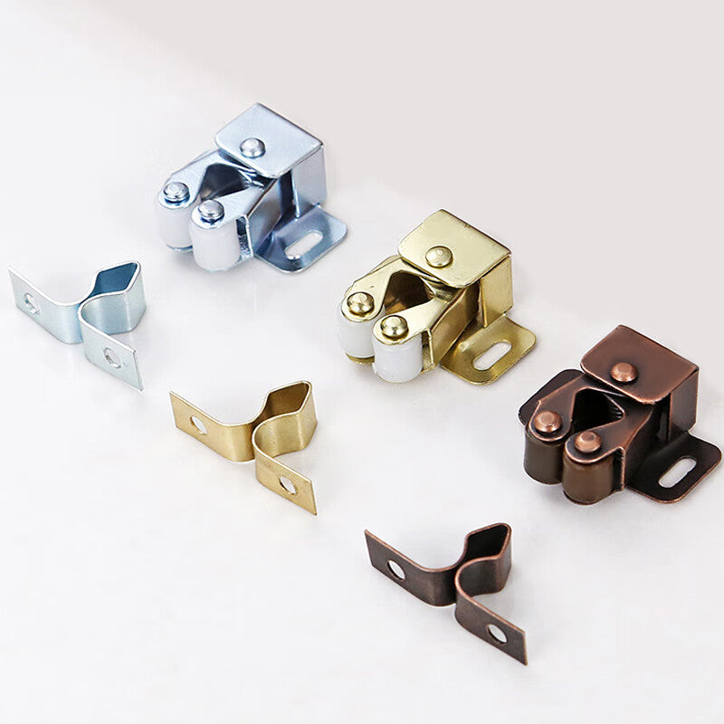 Deqi cabinet door catches, wardrobe and kitchen door clips, small magnetic cabinet door catches, flat bottom, silver (10 pieces)